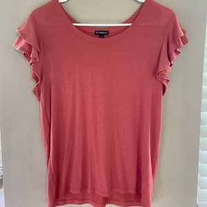 Express pink ruffled top
